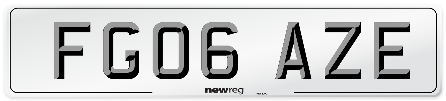 FG06 AZE Number Plate from New Reg
